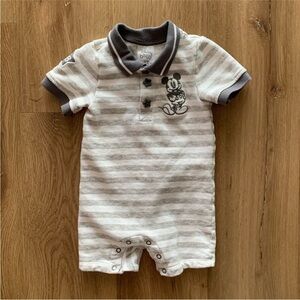 Disney Baby Striped Romper with Mickey Mouse